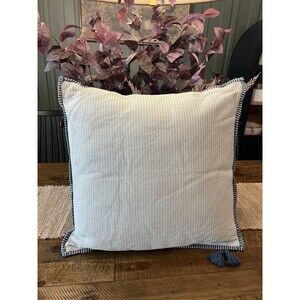 Oversized Square Cotton Linen Texture with Tassel Cream or Blue - Threshold